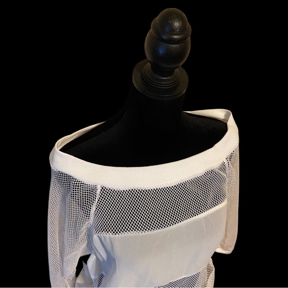 NWOT Beware! White Mesh Net Sheer Top Women’s Size Large - Picture 8 of 16